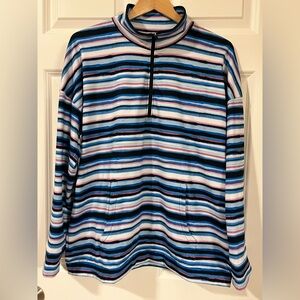 T by Talbots half zip Striped Multicolor pullover